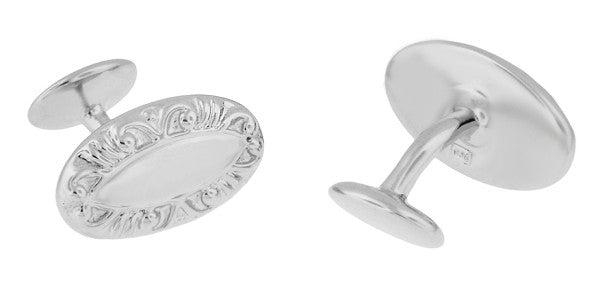 Victorian Scrolls Engravable Cufflinks in Sterling Silver - Item: SCL238W - Image: 2