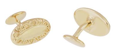 Victorian Scrolls Engravable Cufflinks in Sterling Silver with Yellow Gold Vermeil - alternate view
