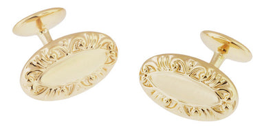Victorian Scrolls Engravable Cufflinks in Sterling Silver with Yellow Gold Vermeil