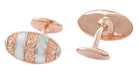 Victorian Engraved Scrolls Vintage Cufflinks in Sterling Silver with Rose Gold Two Tone Vermeil