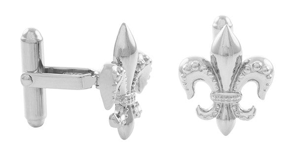 Fleur de Lys Cufflinks in Sterling Silver - Item: SCL240W - Image: 2