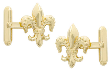 Fleur De Lis Cufflinks with Yellow Gold Finish in Solid Sterling Silver