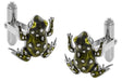 French Champleve Enamel Frog Cufflinks in Sterling Silver