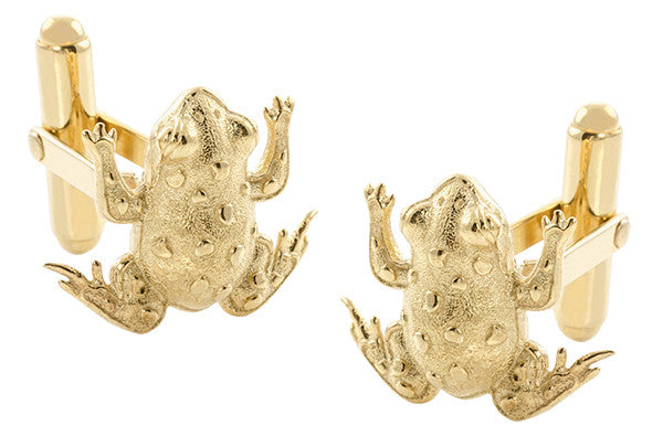 Frog Cufflinks in Solid Sterling Silver with Yellow Gold Vermeil Finish