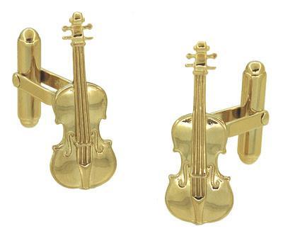 Violin Cufflinks in Sterling Silver with Yellow Gold Finish