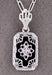Small Art Deco Filigree Onyx and Diamond Pendant Necklace in Sterling Silver