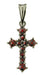 Small Victorian Bohemian Garnet Cross Pendant in Antiqued Sterling Silver