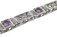 Art Deco Filigree Straightline Amethyst Bracelet in Sterling Silver