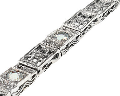 Art Deco Filigree Straightline Blue Topaz Bracelet in Sterling Silver - alternate view