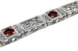 Art Deco Filigree Straightline Almandine Garnet Bracelet in Sterling Silver