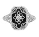 Art Deco Filigree Onyx and Diamond Ring in Sterling Silver