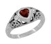 Art Deco Filigree Heart Shaped Almandine Garnet Promise Ring in Sterling Silver