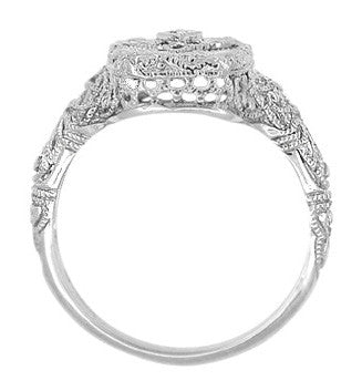 Art Deco Filigree Camphor Crystal and Diamond Ring in Sterling Silver - Item: SSR11C - Image: 3