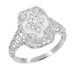Art Deco Filigree Camphor Crystal and Diamond Ring in Sterling Silver