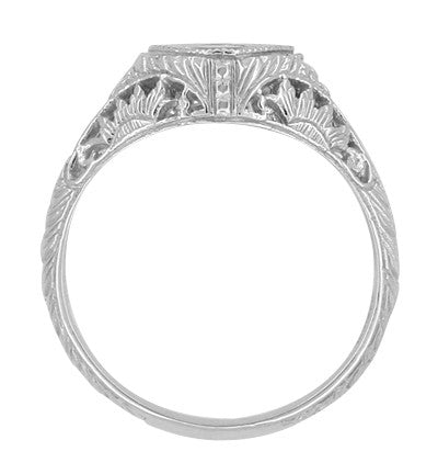 Art Deco Sterling Silver Filigree Sappphire Promise Ring | Low Profile - Item: SSR1207S - Image: 2
