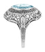 Art Deco Marquise Blue Topaz Filigree Cocktail Ring in Sterling Silver