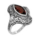 Art Deco Filigree Marquise Garnet Cocktail Ring in Sterling Silver - 2.80 Carats