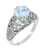 1.45 Carat Blue Topaz Promise Ring in Sterling Silver | Edwardian Filigree Dome Solitaire
