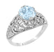 1.45 Carat Blue Topaz Promise Ring in Sterling Silver | Edwardian Filigree Dome Solitaire