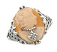 Art Deco Filigree Carnelian Shell Cameo Ring with Diamond  in Sterling Silver