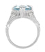 Art Deco Filigree Claw Prong Oval Blue Topaz Statement Ring in Sterling Silver - 4.75 Carats
