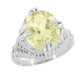 Art Deco Oval Filigree Lemon Quartz Statement Ring in Sterling Silver | 4.35 Carats