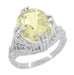 Art Deco Oval Filigree Lemon Quartz Statement Ring in Sterling Silver | 4.35 Carats