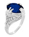Art Deco Engraved Filigree 5.75 Carat Oval Lab Created Blue Sapphire Statement Ring in Sterling Silver