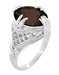 Art Deco Filigree Claw Prong Statement Ring - 4.30 Carat Oval Smoky Quartz Ring in Sterling Silver