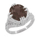 Art Deco Filigree Claw Prong Statement Ring - 4.30 Carat Oval Smoky Quartz Ring in Sterling Silver