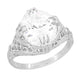 Art Deco Filigree Engraved 5 Carat Oval White Topaz Ring in Sterling Silver