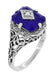 Caroline's Daylight Ring - Art Deco Filigree Diamond and Lapis Lazuli Ring in Sterling Silver