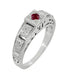 1920's Art Deco Engraved Ruby Band Ring in Sterling Silver