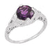 Art Deco Amethyst Promise Ring in Sterling Silver with Engraved Filigree