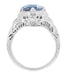Art Deco Engraved Filigree Sky Blue Topaz Promise Ring in Sterling Silver