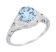 Art Deco Engraved Filigree Sky Blue Topaz Promise Ring in Sterling Silver