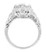 Art Deco Cubic Zirconia ( CZ ) Engraved Filigree Promise Ring in Sterling Silver