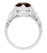 Art Deco Filigree Almandite Garnet Promise Ring in Sterling Silver with Heirloom Engraving