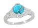 Art Deco Arizona Turquoise Engraved Filigree Ring in Sterling Silver