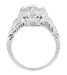 Art Deco Engraved Filigree White Topaz Promise Ring in Sterling Silver