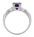 Art Deco Hearts and Clovers Amethyst Solitaire Promise Ring in Sterling Silver