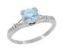 Art Deco Hearts and Clovers 1 Carat Solitaire Sky Blue Topaz Promise Ring in Sterling Silver