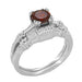 Art Deco Hearts and Clovers 1 Carat Almandine Garnet Solitaire Promise Ring in Sterling Silver