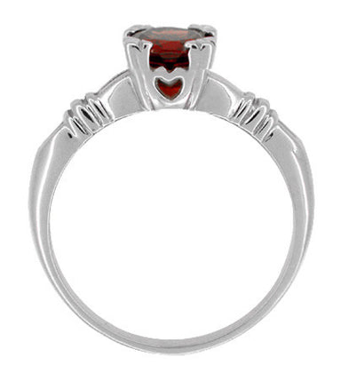 Art Deco Hearts and Clovers 1 Carat Almandine Garnet Solitaire Promise Ring in Sterling Silver - alternate view