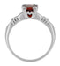 Art Deco Hearts and Clovers 1 Carat Almandine Garnet Solitaire Promise Ring in Sterling Silver