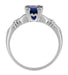 Art Deco Hearts and Clovers 1 Carat Blue Sapphire Promise Ring Solitaire in Sterling Silver