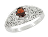 Filigree Flowers Edwardian Dome Almandite Garnet Promise Ring in Sterling Silver