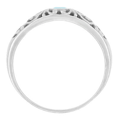 Filigree Edwardian Sky Blue Topaz Band Ring in Sterling Silver - Item: SSR197BT - Image: 2