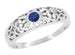 Edwardian Filigree Natural Blue Sapphire Ring in Sterling Silver