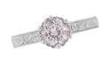 Art Deco Crown Filigree Scrolls Rose de France Promise Ring in Sterling Silver